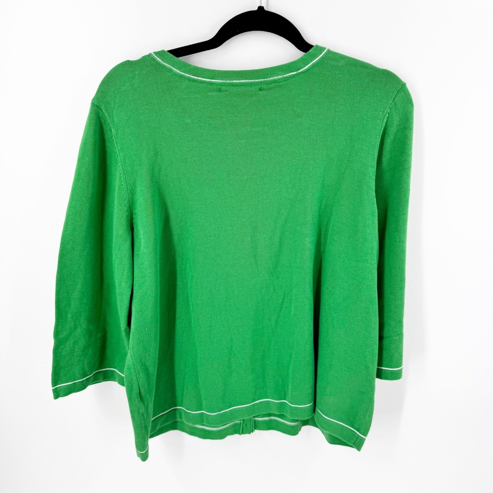 Christopher & Banks Green Shamrock Cardigan Sweater XL St Patricks Day Cotton - Picture 4 of 5